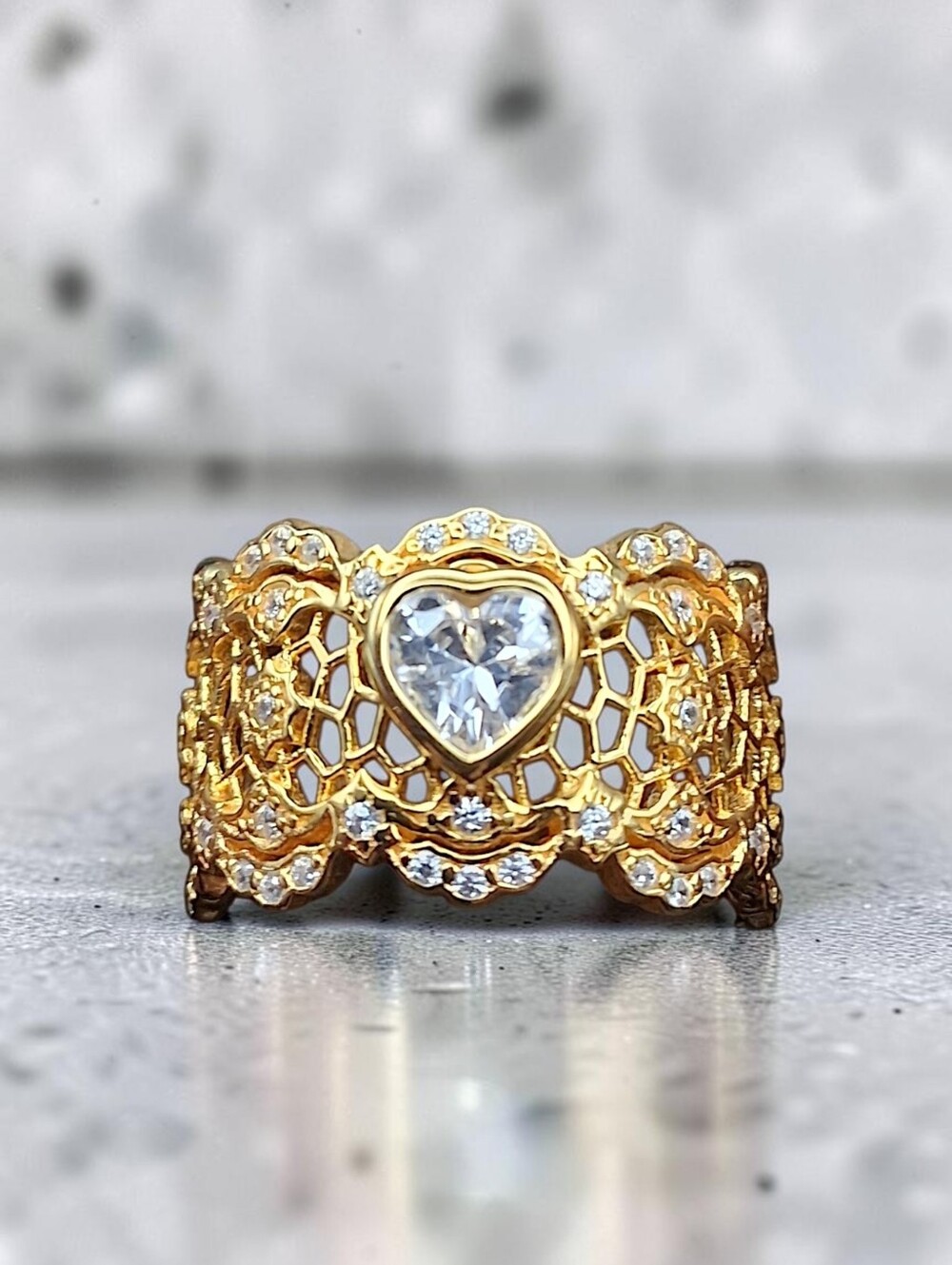 14K Rose Gold Over Sterling Silver CZ Heart Ring 2.30 ctw* (Size 6.0)